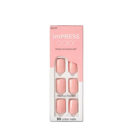 KISS imPRESS Color Press-On Manicure Fake Nails ‘Dolce Pink’ 30 Count | Walmart (US)