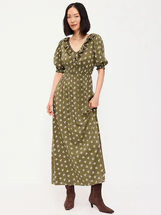 Ruffle-Collar Boho Maxi Dress | Old Navy (US)