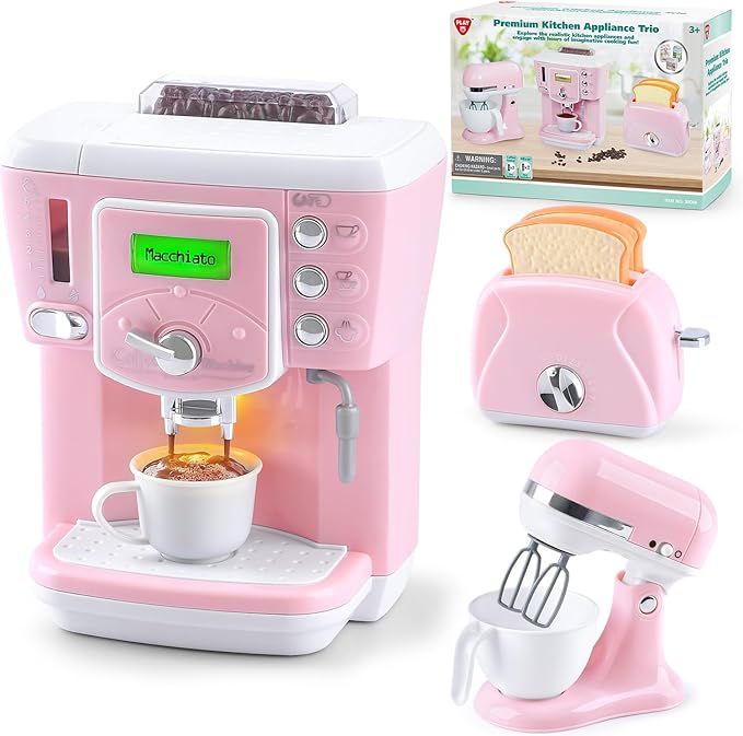 PLAY Kitchen Appliances Toys - Kids Kitchen Playset Accessories Pretend Play for Toddlers 3-5 Cof... | Amazon (US)