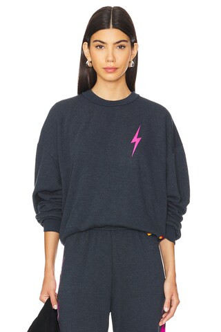 Aviator Nation Bolt 2 Relaxed Crewneck Sweatshirt in Charcoal/neon Pink` from Revolve.com | Revolve Clothing (Global)