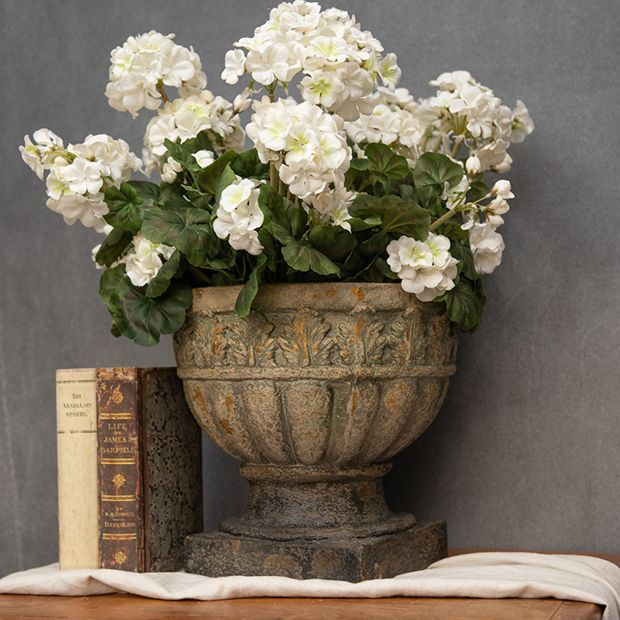 Etched Leaf Rustic Urn Planter | Antique Farm House