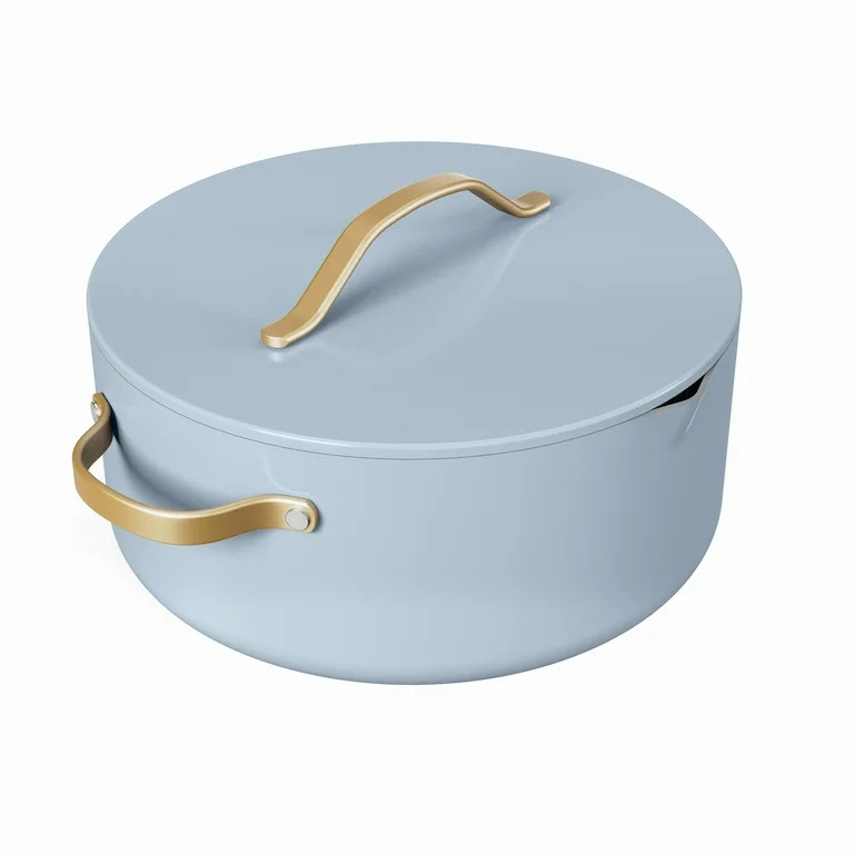 Beautiful 8 Quart Ceramic Non-Stick Stock Pot with Strainer Lid, Cornflower Blue by Drew Barrymor... | Walmart (US)