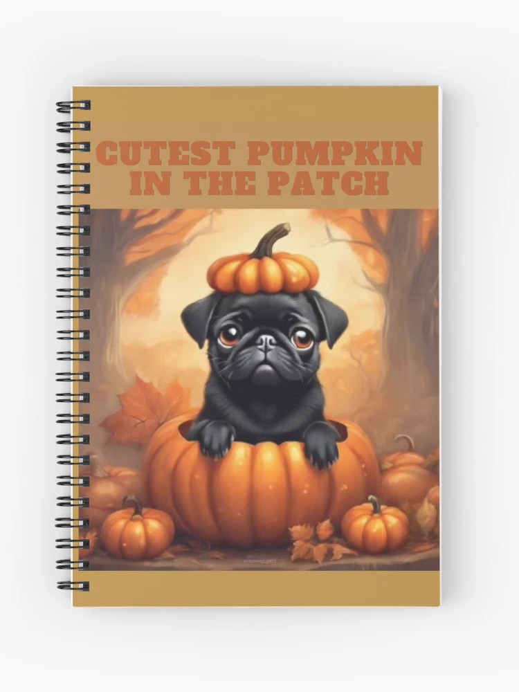 Black Fall Pug - Cutest Pumpkin in the Patch Journal | Redbubble (US)