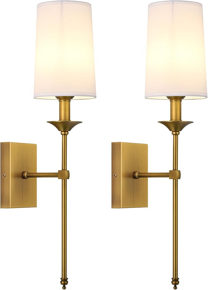Hardwired Wall Sconces Set of 2, Mid Century Candlestick Style Wall Mounted Sconce with Pure Whit... | Amazon (US)