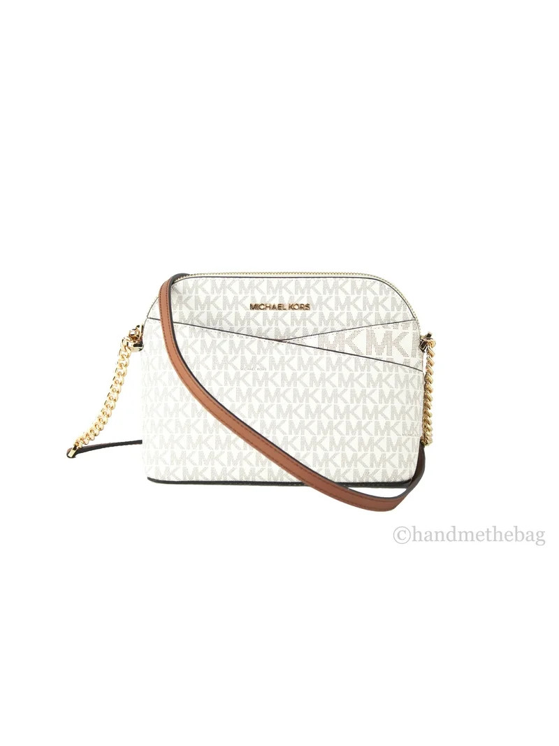 Michael Kors Women's Back Slip Pocket Signature Canvas Crossbody Bag, Vanilla - Walmart.com | Walmart (US)