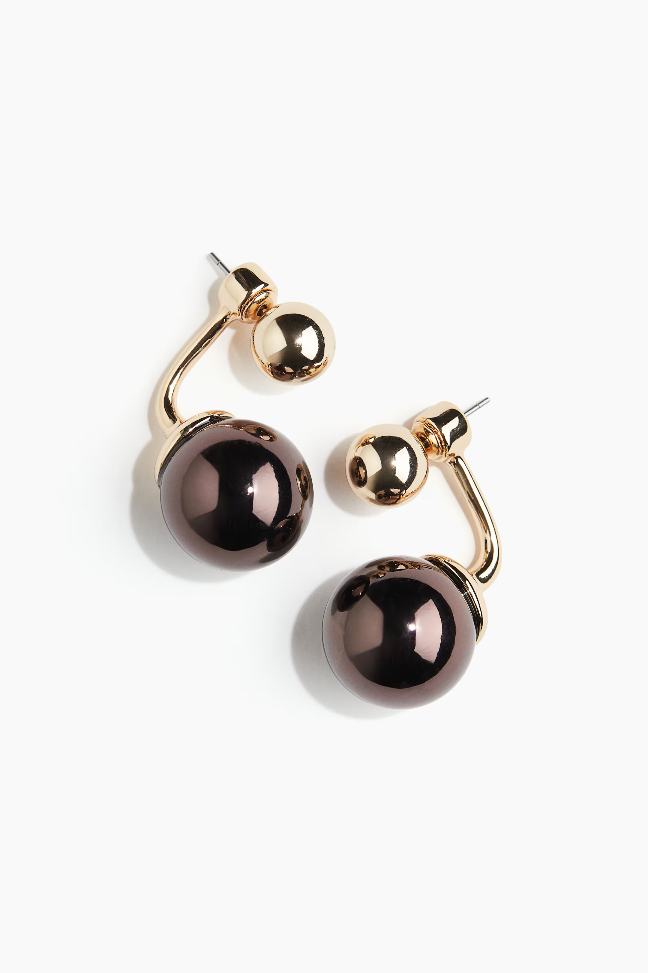 Sphere-Detail Front and Back Earrings - Brown - Ladies | H&M US | H&M (US + CA)