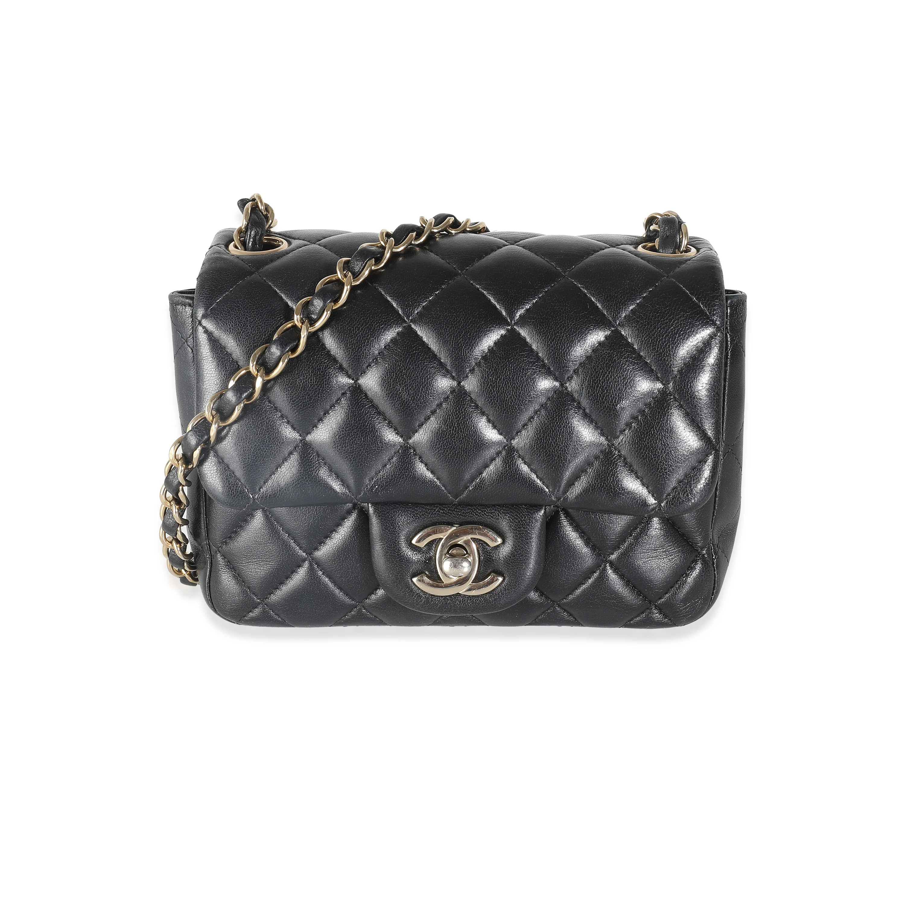 Chanel Black Quilted Lambskin Mini Square Flap Bag | Shop Simon