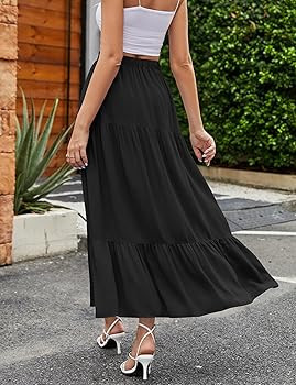 HAEOF Women's 2024 Summer High Waist Flowy Maxi Skirt High Slit A Line Beach Boho Long Skirts wit... | Amazon (US)