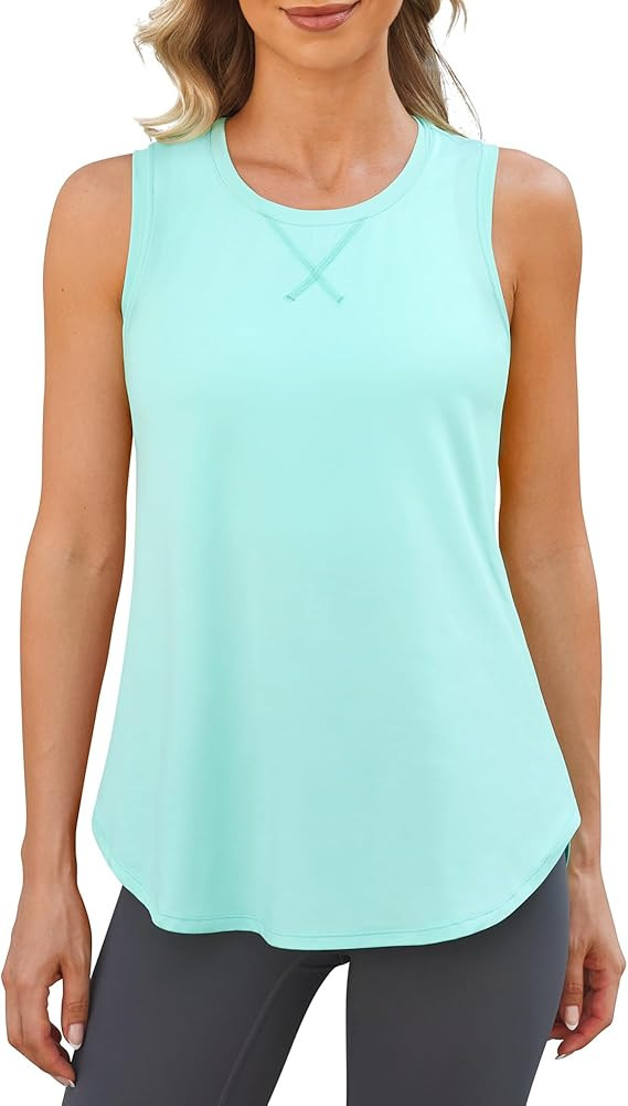 G4Free Racerback Workout Tank Tops for Women High Neck Athletic Long Tanks Fast Dry Sleeveless Pi... | Amazon (US)
