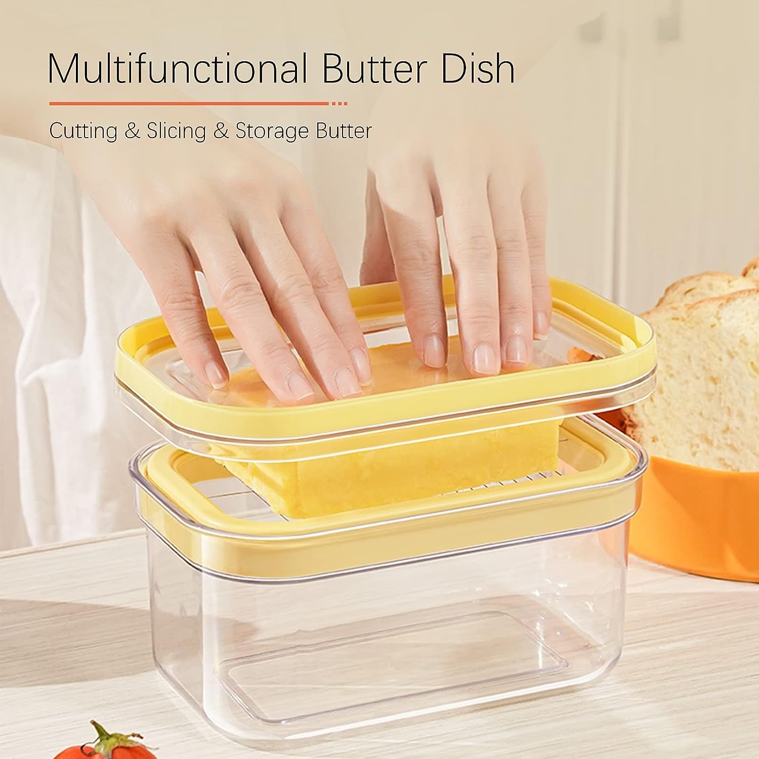 UNIVIVO Plastic Butter Cutter Slicer, Large Airtight Butter Dish Container with Lid for Fridge, E... | Amazon (US)