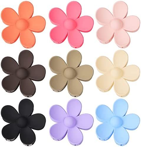 9 Pack Flower Claw Clips Big Hair Claw Clips for Women Cute Large Flower Hair Clips for Thick Hai... | Amazon (US)
