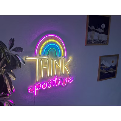 Think Positive Metal Neon Sign, Neon Wall Decor, Light Decor, Led Sign, Neon Wall Decor, Neon Sign, Neon Wall Art, Home Decor (Without Remote Control) | Target