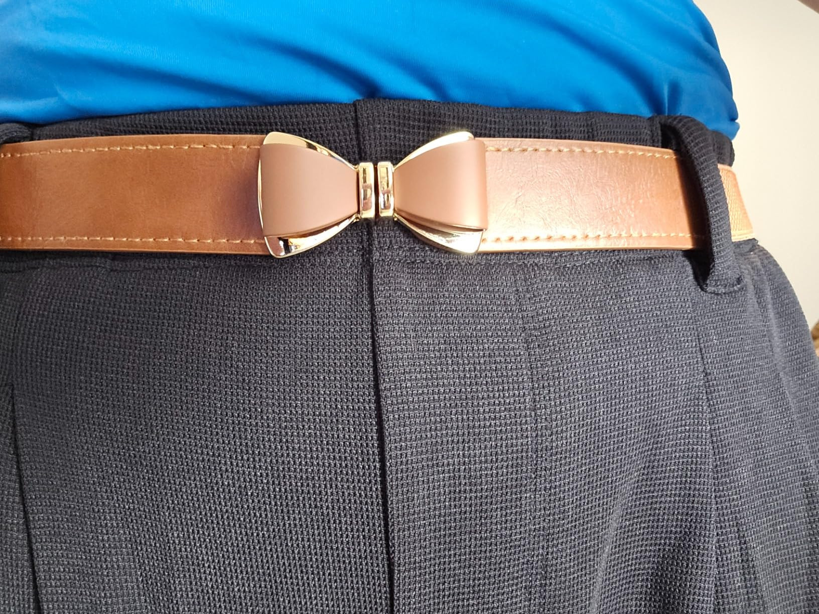 VONMELLI Womens Skinny Elastic Belt Stretchy Bow Belt for Women Dresses Thin Waist Ladies Belts | Amazon (US)