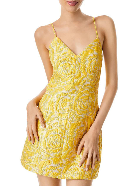 Womens Metallic V-Neck Mini Dress | Shop Simon