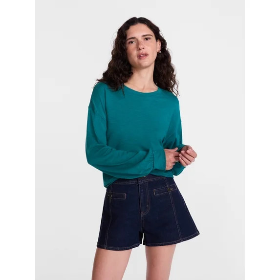 Scenario Women's Oversized Tee with Long Sleeves, Sizes XS-XXXL | Walmart (US)