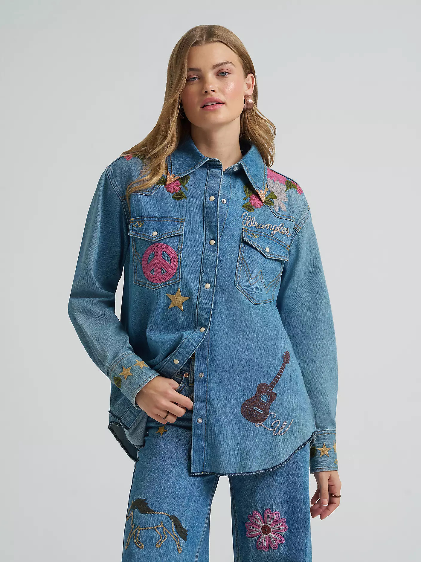Lainey Wilson x Wrangler Embroidered Denim Shirt | Wrangler