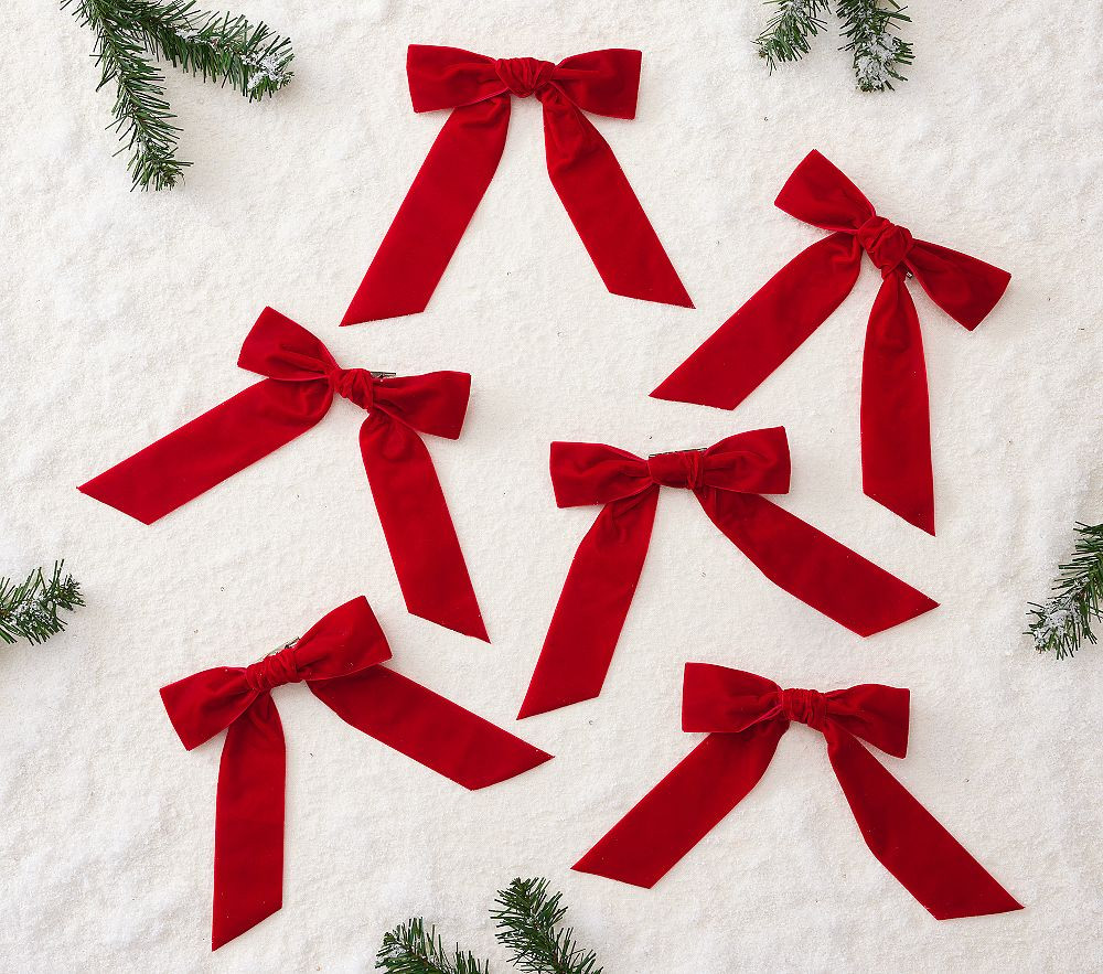Red Velvet Bow Tree Clips, Set of 6 | Pottery Barn Kids
