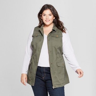 Women's Plus Size Military Vest - A New Day™ Olive | Target