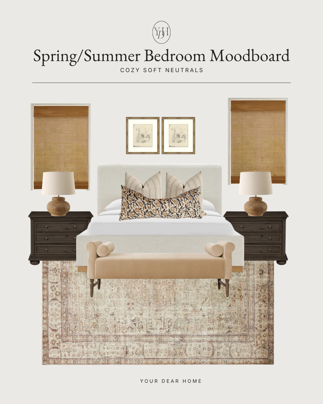 If you love bedrooms that feel airy but still warm and cozy, this palette is such a good balance. The woven shades, soft neutrals and darker wood accents keep the space feeling relaxed and collected while still looking elevated. 

 #LTKHome