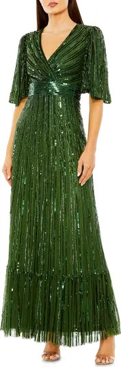 Sequin Flutter Sleeve Gown | Nordstrom