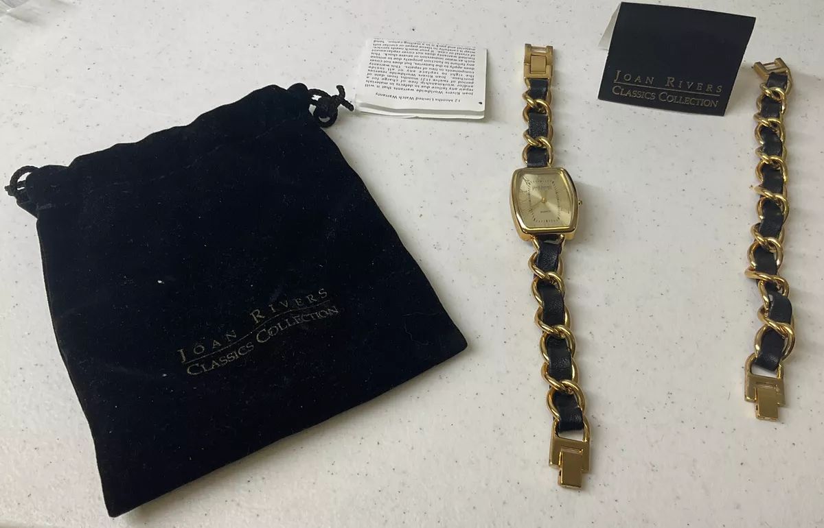 Joan Rivers Gold Stainless Black Cord Quartz Watch w/ Bracelet New in Bag GL304  | eBay | eBay US