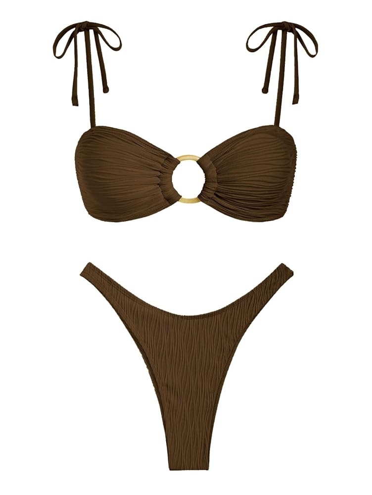 ZAFUL Women's Sexy Tie Spaghetti Strap Bikini Fall Winter Bikini 2026 Swim 2026 Swimsuits 2026 | Amazon (US)