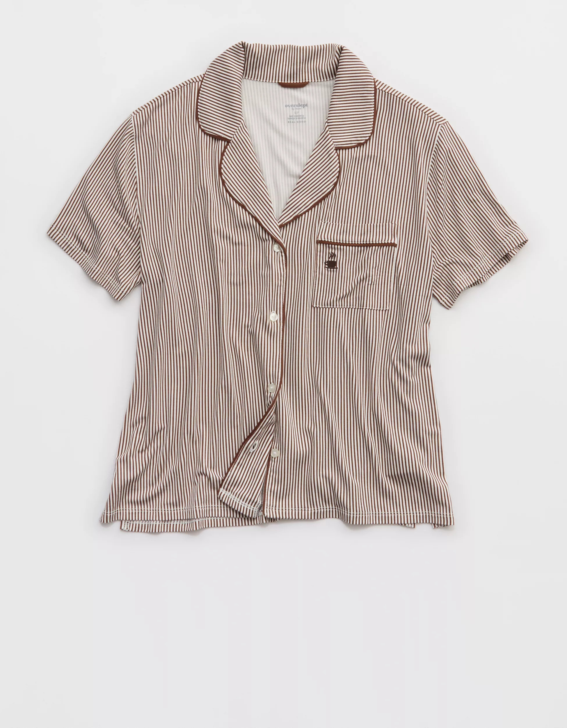 OVERSLEPT by Aerie Real Soft Short Sleeve Pajama Shirt | Aerie