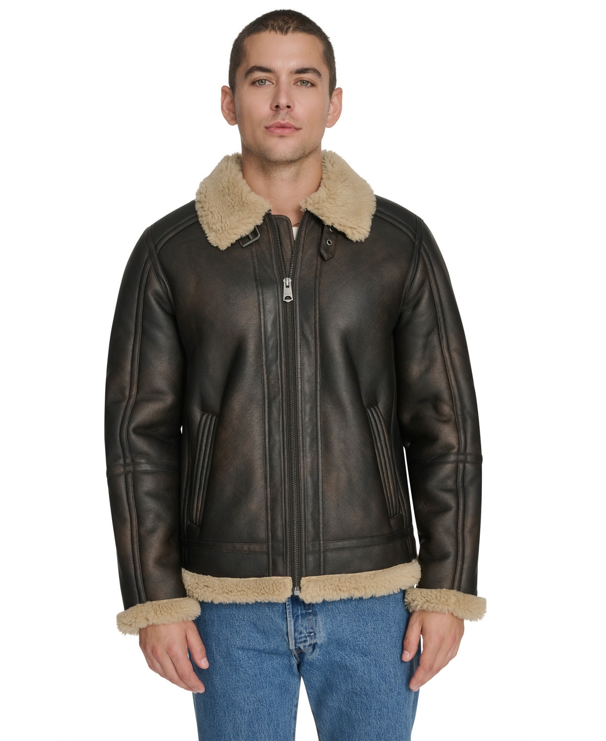 Levi's Men's Faux Shearling Aviator Jacket - Brown | Macy's