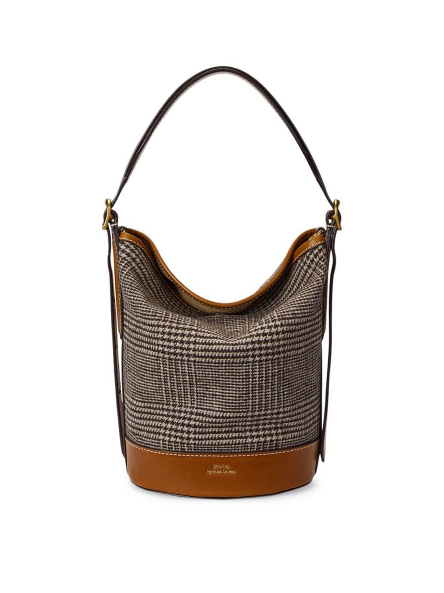 Wool Glen Plaid & Suede Bucket Bag | Saks Fifth Avenue