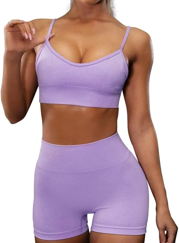 HANERDUN 2 Piece Workout Set for Women Outfit Gym High Waist Leggings with Sport Bra | Amazon (US)