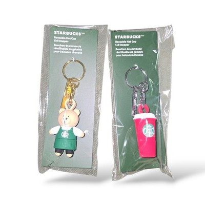 Starbucks Bearista & Red Cup Reusable Hot Cup Lid Stopper Keychains | eBay US