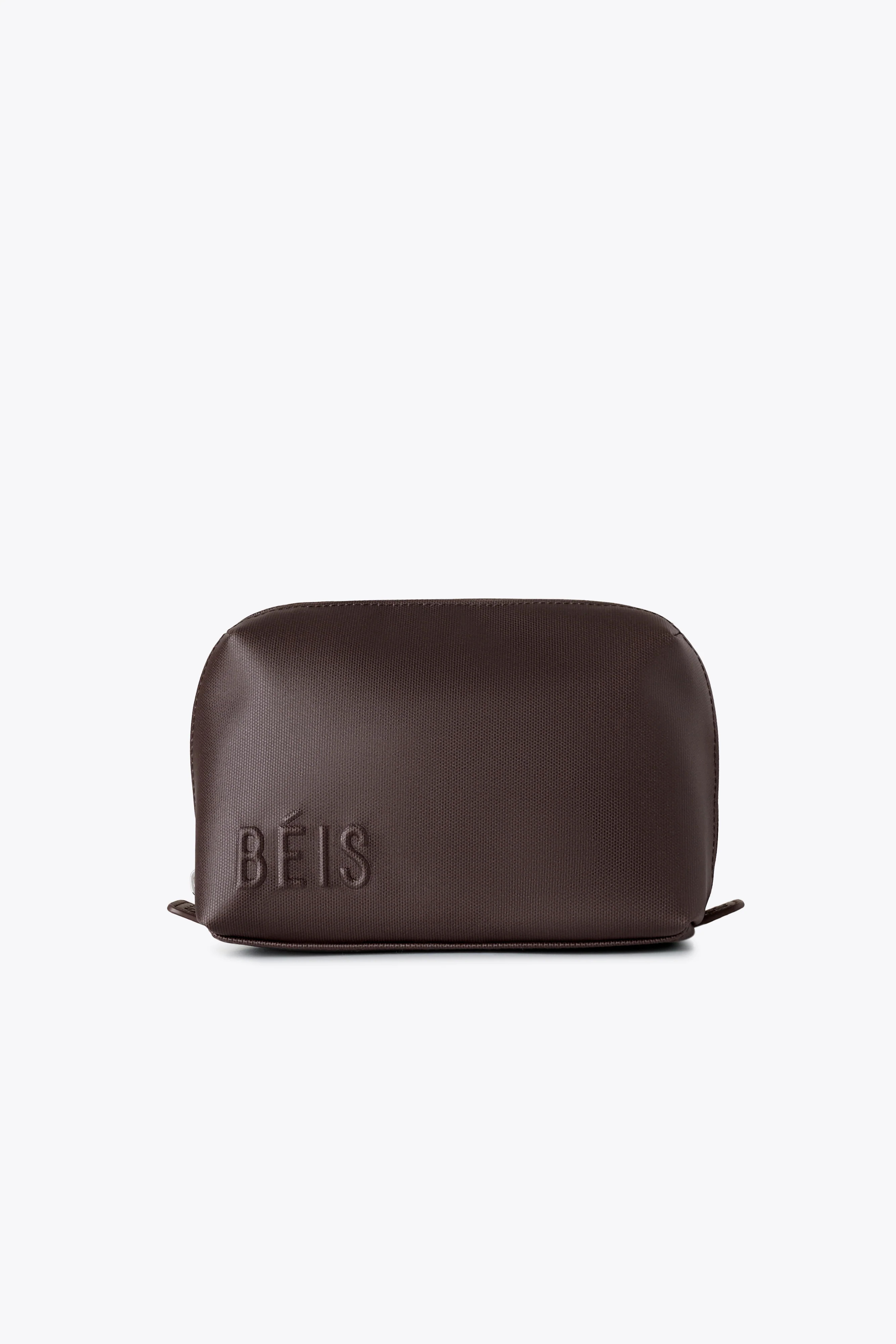 BÉIS ‘The Small Cosmetic Pouch’ in Espresso - Brown Small Travel Makeup & Cosmetic Bag | BEIS