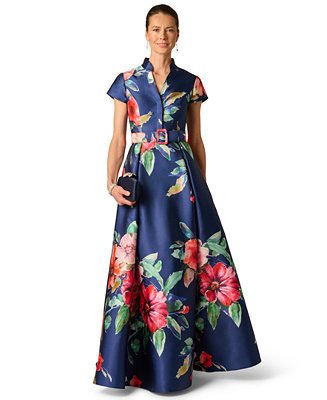 Adrianna Papell Women's V-Neck Floral Ball Gown - Macy's | Macy's
