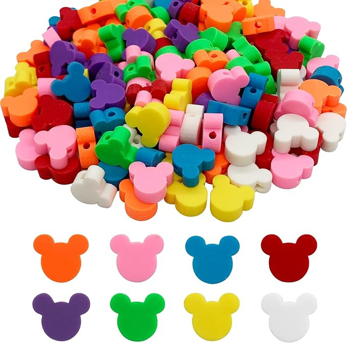 100 Pcs Mouse Head Polymer Clay Beads Mixed Heishi Spacer Beads Supplies for DIY Bracelet Earring... | Amazon (US)