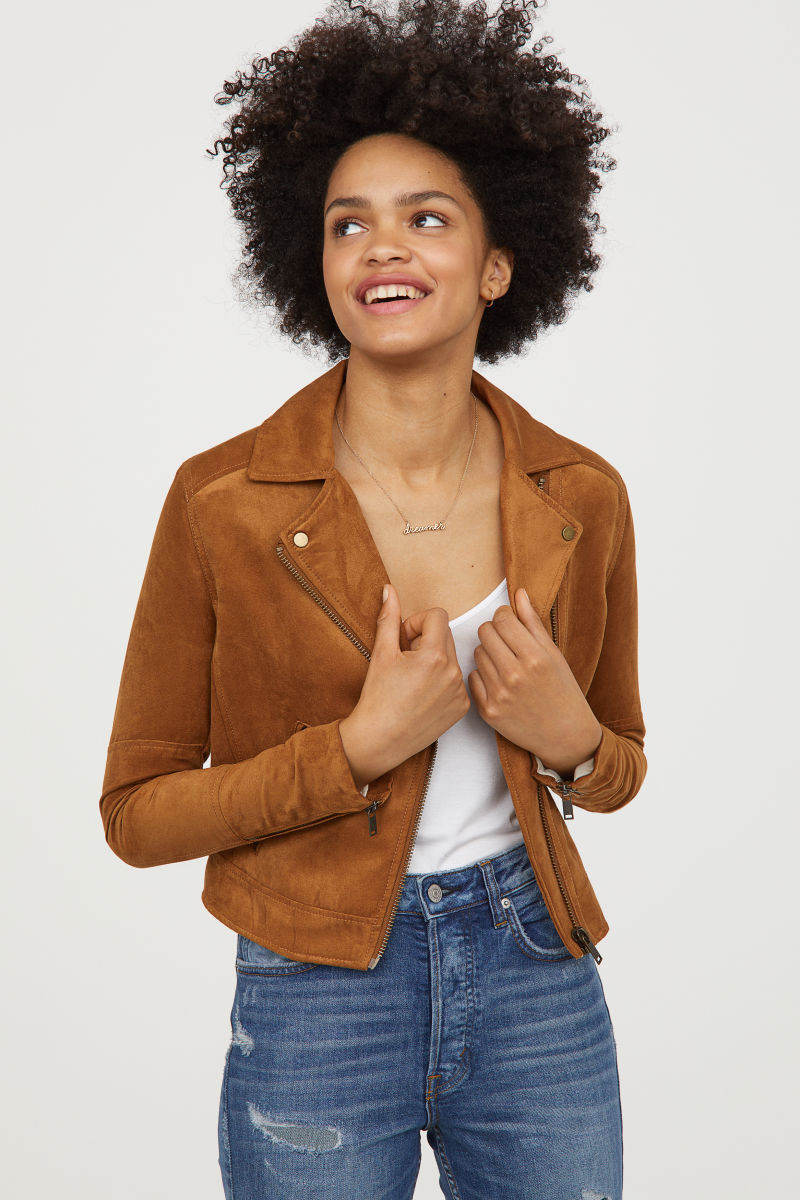 Faux Suede Biker Jacket | H&M (US)