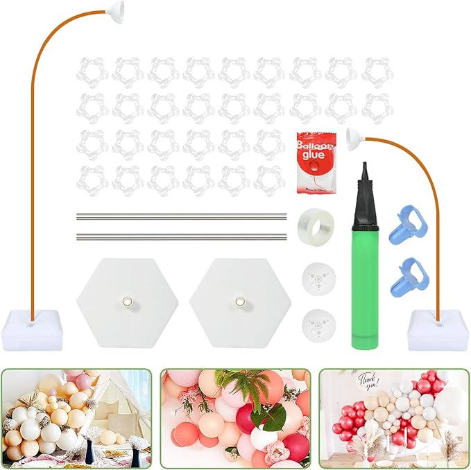 EXJIOTA Balloon Arch Kit, Free Bending 8.2 and 5 ft Balloon Arch Stand with Base and Manual Pump,... | Amazon (US)