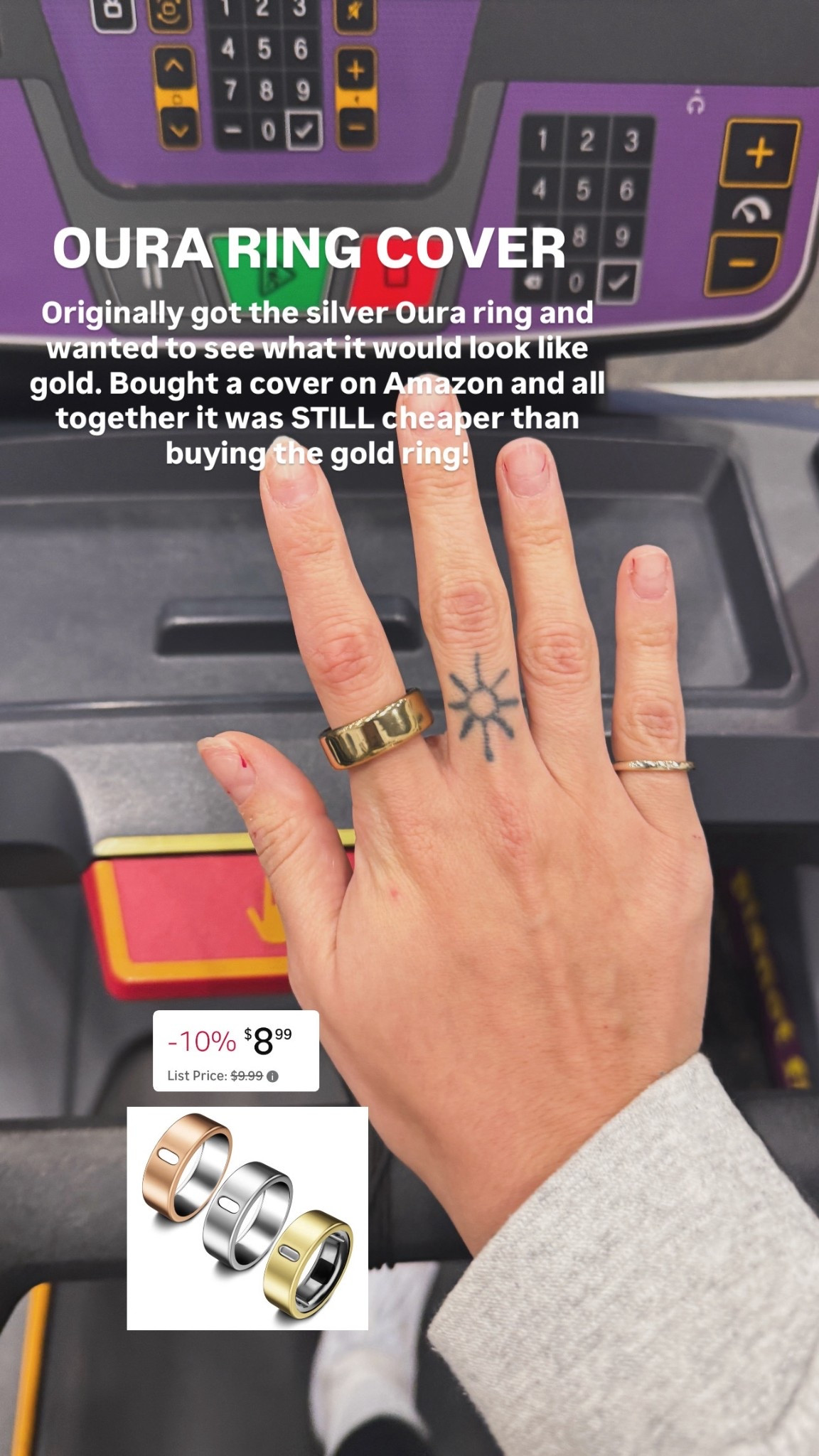 Oura ring cover: Originally got the silver Oura ring and wanted to see what it would look like gold. Bought a cover on Amazon and all together it was STILL cheaper than buying the gold ring!

#LTKActive #LTKGiftGuide #LTKfitnessgoals