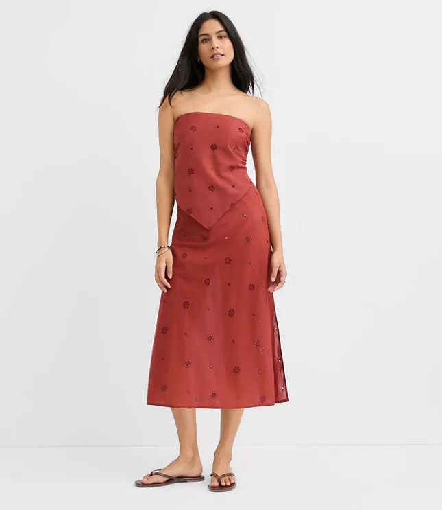 LOFT Beach Eyelet Midi Skirt | LOFT