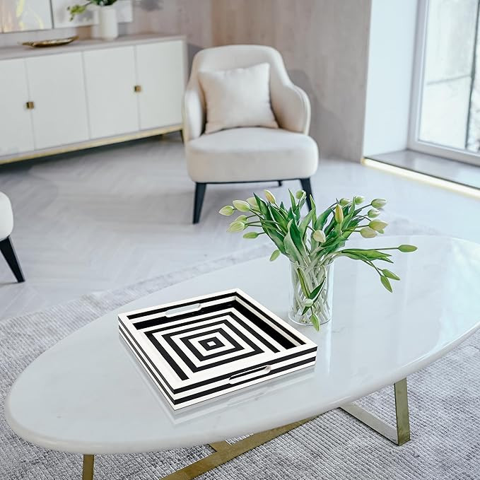 HANDICRAFTS HOME Concentric Art Inspired Decorative Trays, Tray for Living Room, Breakfast Tray &... | Amazon (US)