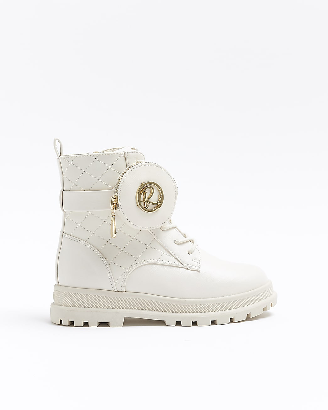 Girls Cream PU Nylon pocket boots | River Island (UK & IE)