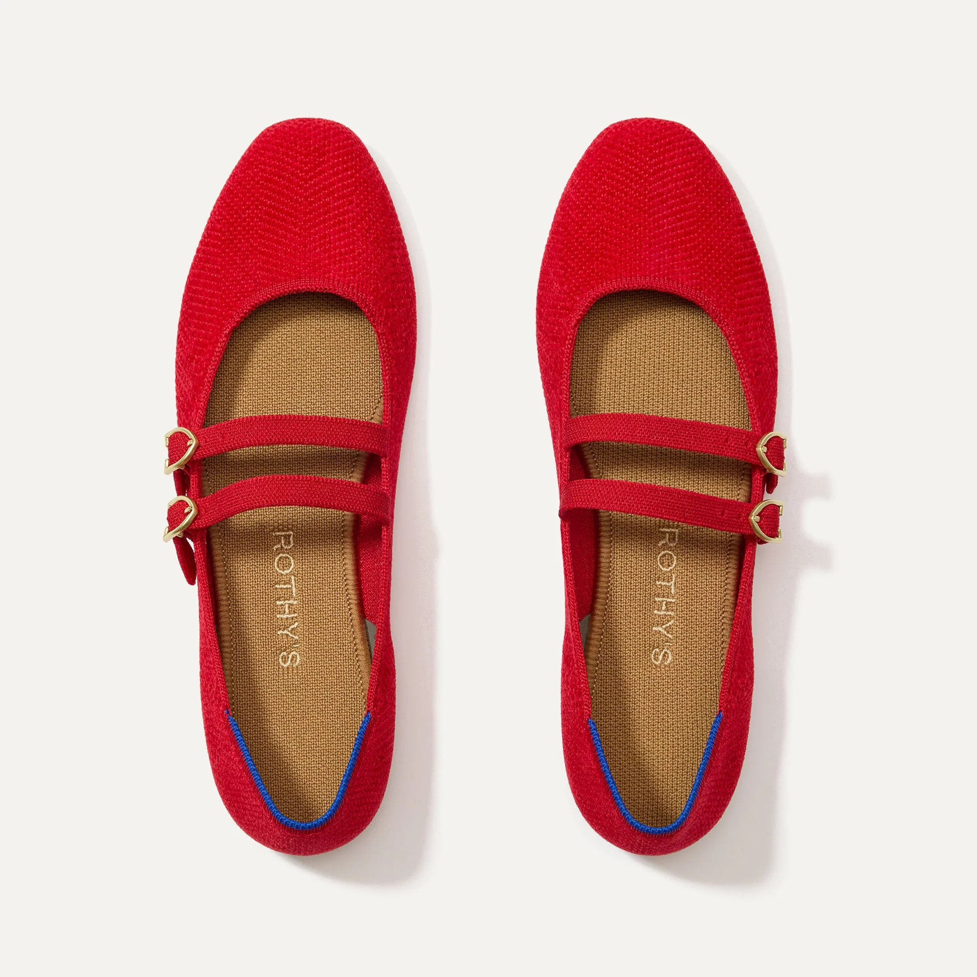 The ReVelvet™ Double Buckle Mary Jane in ReVelvet™ Red Crisp | Rothy's | Rothy's