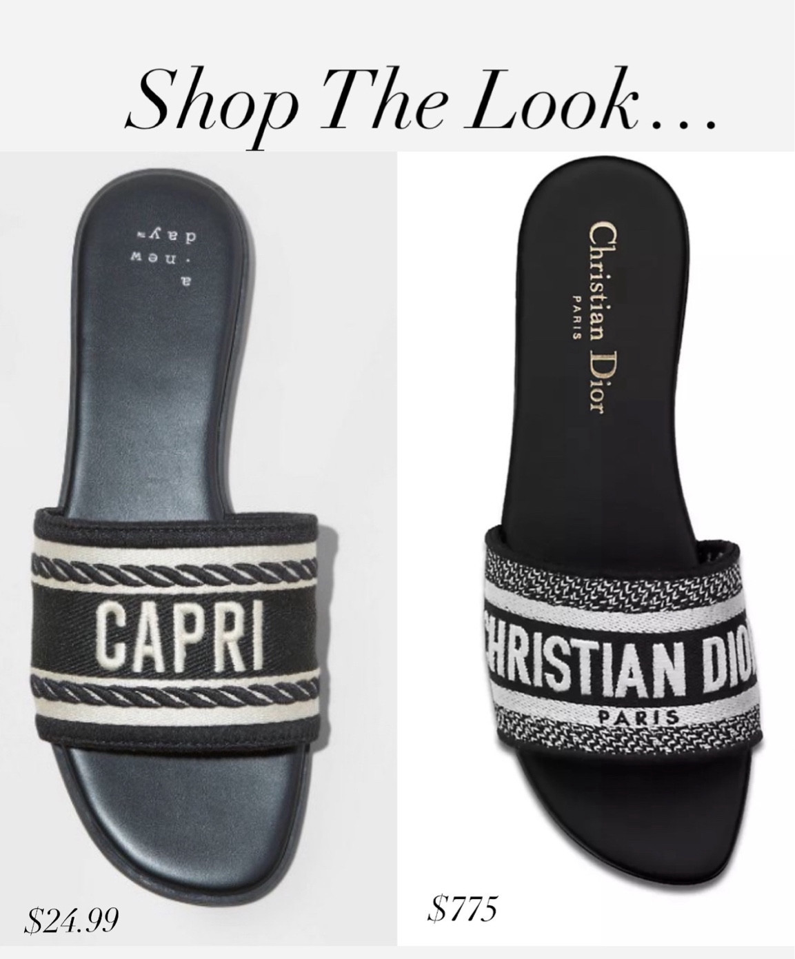 Shop the look Dior Dway slides
sandals
Black
Look for less
Target finds
Target style
Spring shoes
Slip ons


#LTKSeasonal #LTKshoecrush #LTKfindsunder50