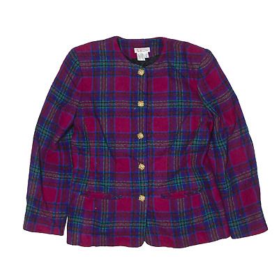 Vintage TALBOTS Blazer Jacket Red Wool 90s Plaid Womens S | eBay UK