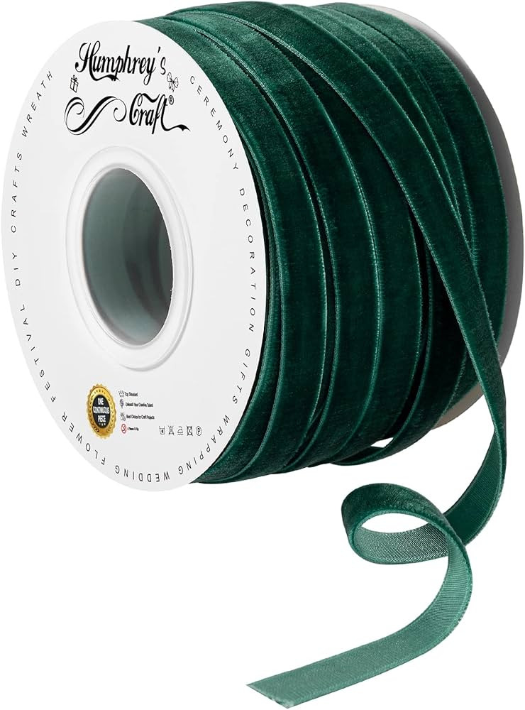 Humphrey's Craft 3/8 Inch Wide Green Velvet Ribbons Spool Good for Sewing, Gifts Wrapping, Jewelr... | Amazon (US)