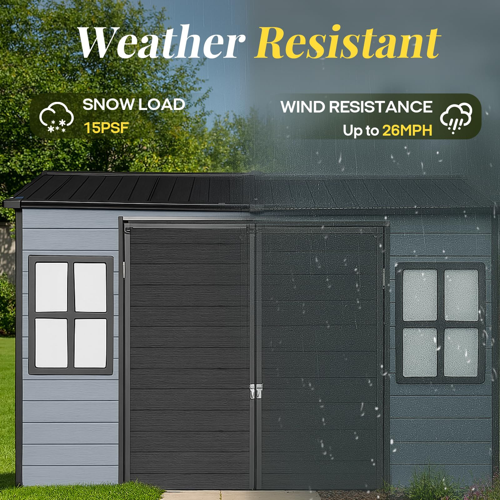 8x6 FT Resin Storage Sheds Outdoor with Floor Included, Plastic Sheds & Outdoor Storage Clearance... | Amazon (US)