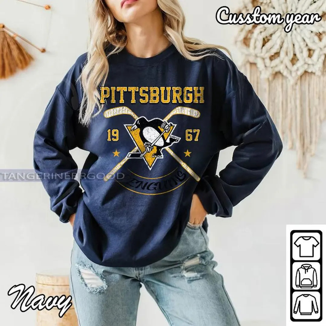 Pittsburgh Penguins Vintage Crewneck, Pittsburgh Hockey Sweatshirt, Pittsburgh Hockey Tee, Pengui... | Etsy (US)