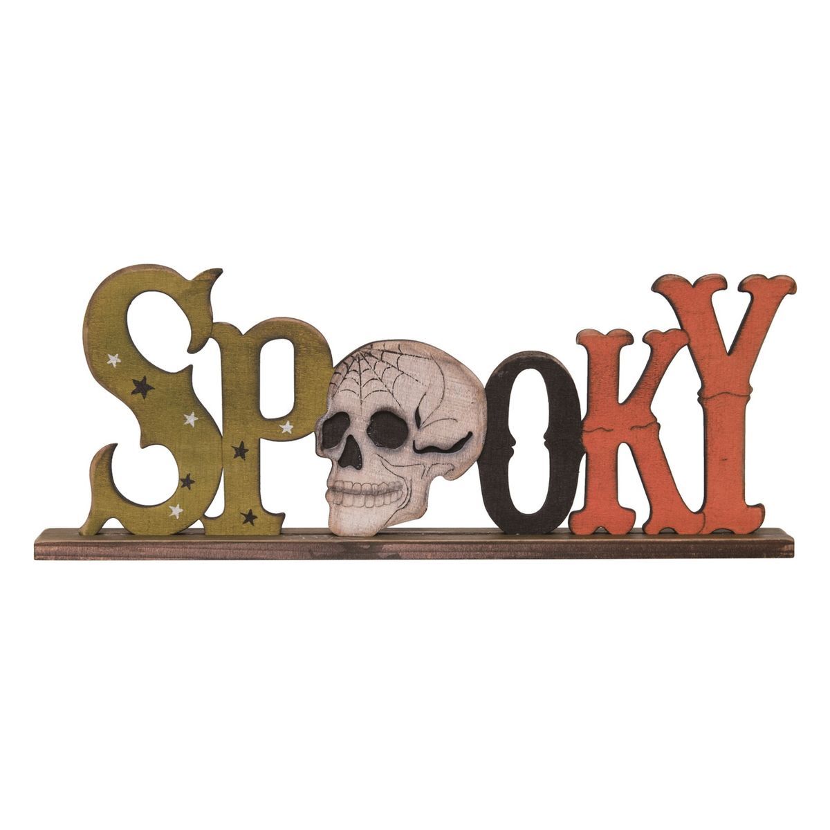 Transpac Wood 13.4 in. Multicolor Halloween Spooky Skull Decor | Target