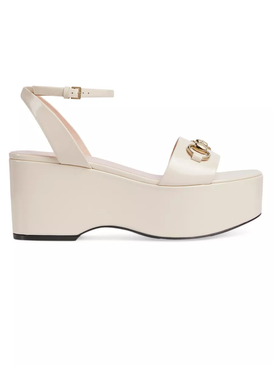 Lady Horsebit 75MM Leather Platform Sandals | Saks Fifth Avenue