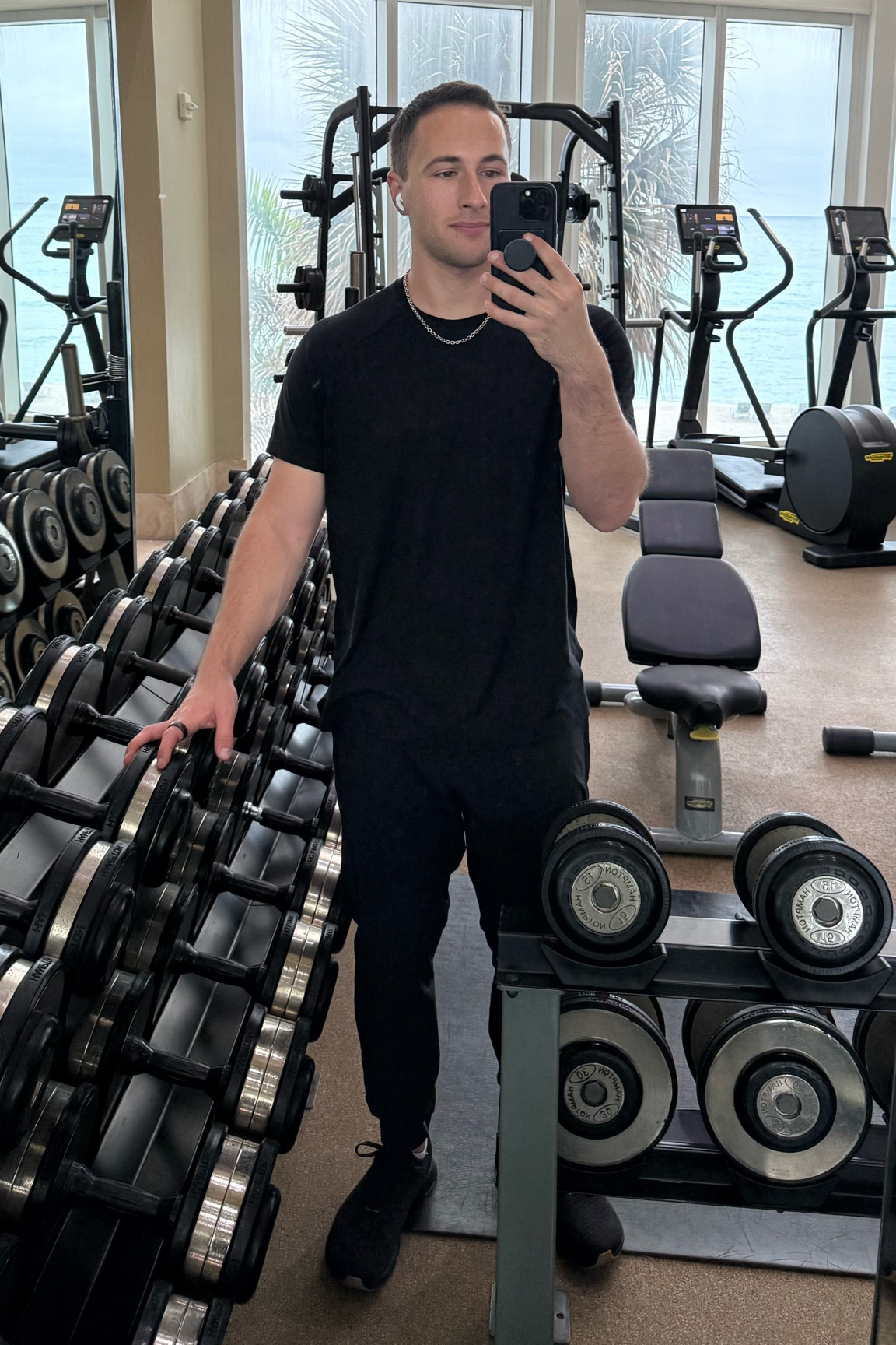 All-black gym outfit

#LTKMens #LTKFitness