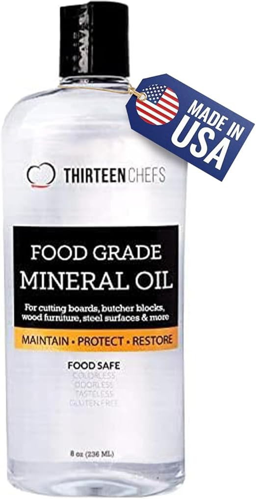 Thirteen Chefs Mineral Oil - 8 oz Food Grade Conditioner for Wood Cutting Board, Countertop & But... | Amazon (US)